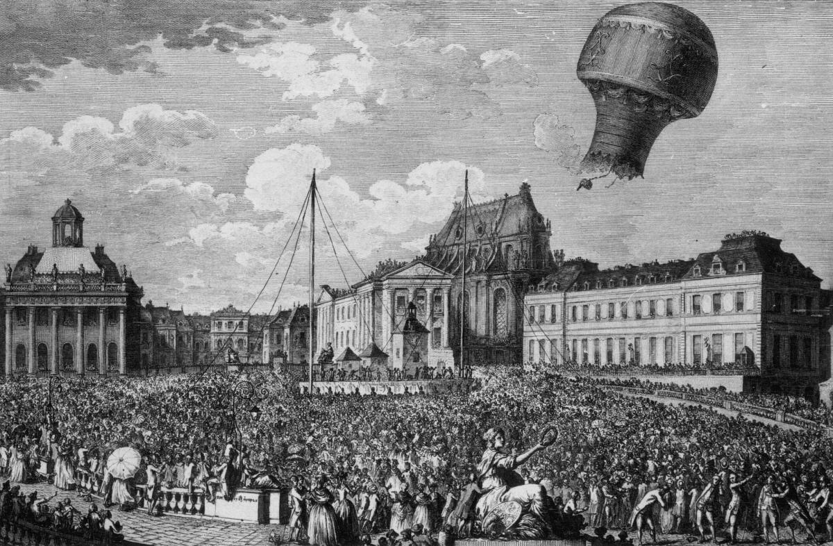 The first hot air balloon flight 