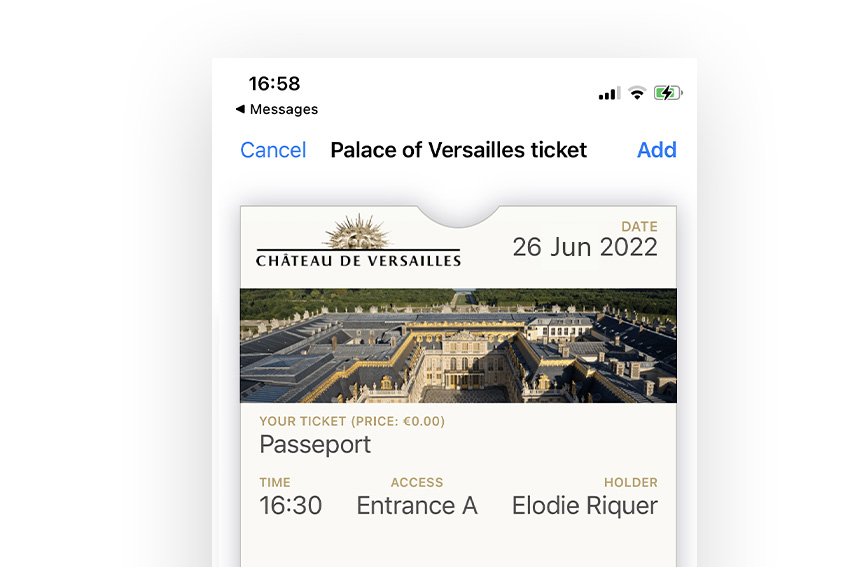 Add your ticket to Apple wallet