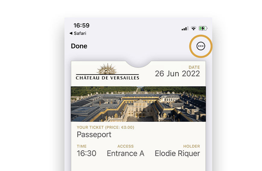 Your ticket in the Apple wallet