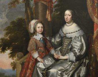 Portrait of Anne of Austria, Regent of France (1601 - 1666) and her son Louis XIV (1638 - 1715) by Charles and Henri Beaubrun